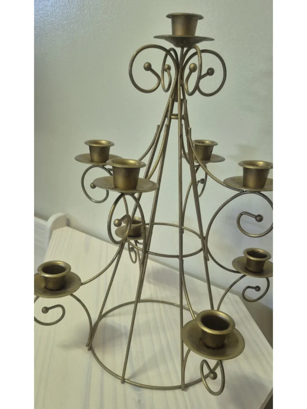 Brass Gold Metal Home Interiors Candelabra Tree Shape Candle Holder 15